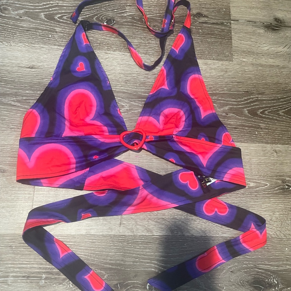Heart Patterned Wrap Top